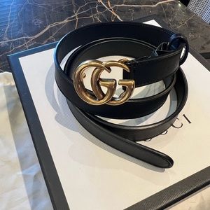 Thin leather Marmont Gucci belt